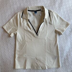 Cream Polo Shirt with Black Trim